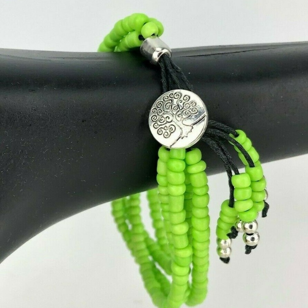 Southwest Lime Green Beaded 4 Strand Bracelet